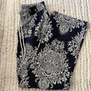 Joie Navy and White Floral Pants
